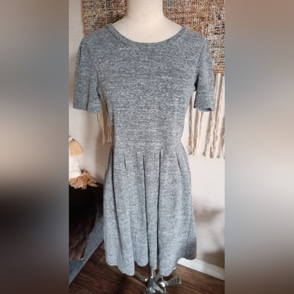 Madewell Fit & Flare Gray Dress Short Sleeves Pockets Cap Sleeves Size S